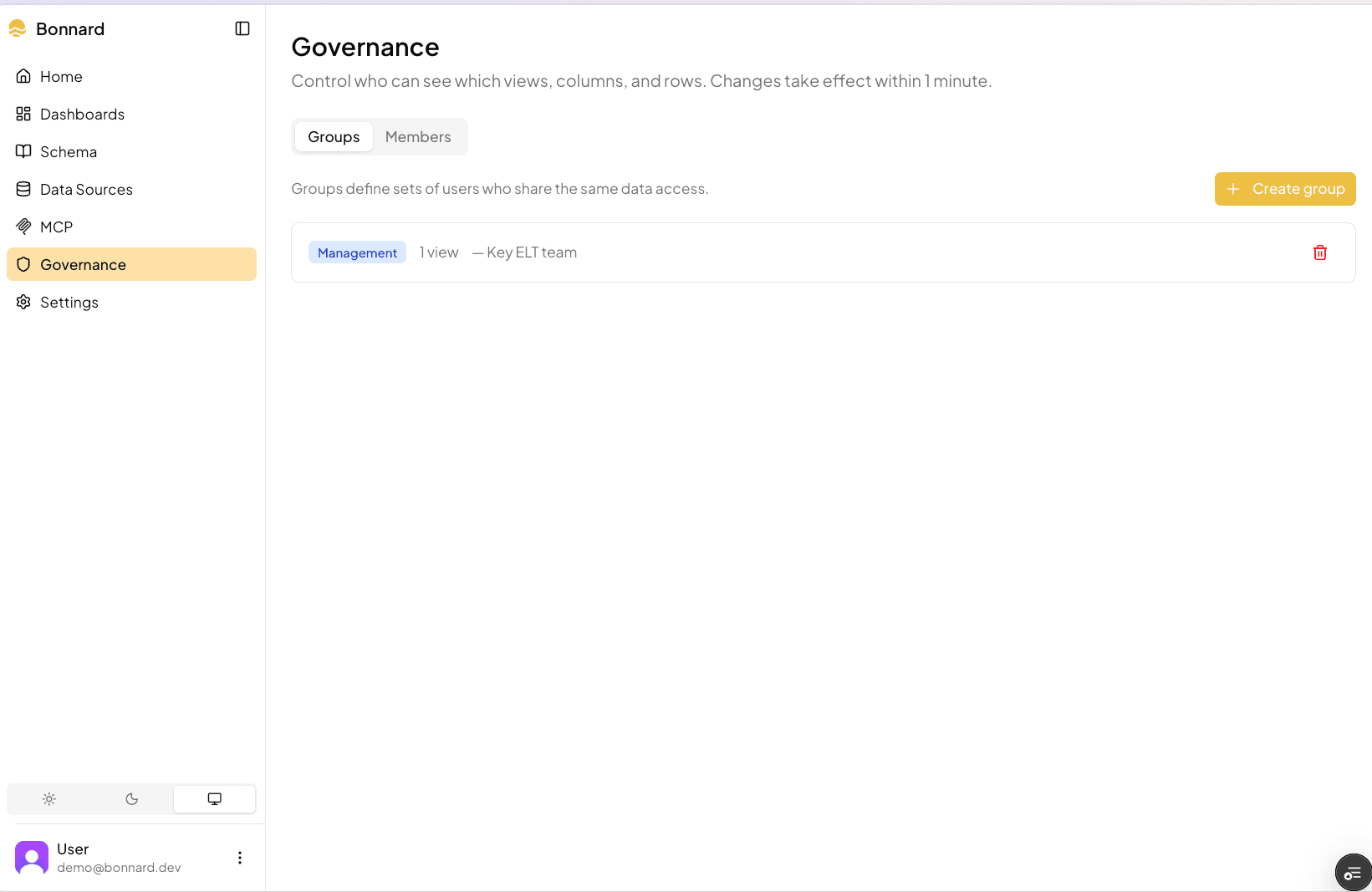 Governance groups UI